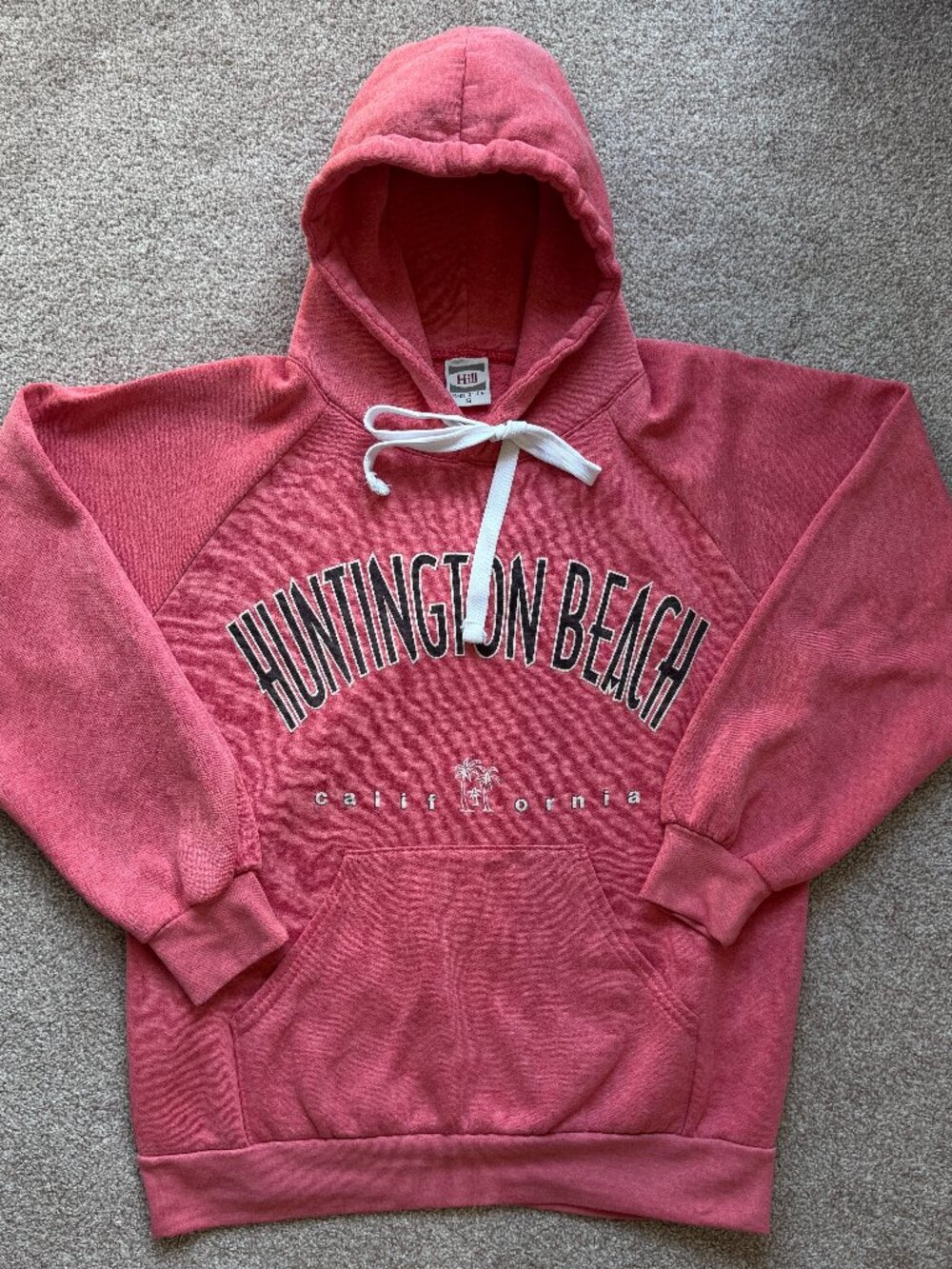 Vintage Huntington Beach California Souvenir Hoodie Pink S